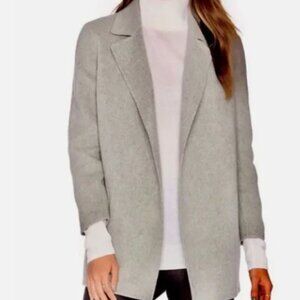 JOIE HERRINGBONE BLAZER COAT OPEN FRONT SIDE POCKETS GRAY BUSINESS CAREER CHIC